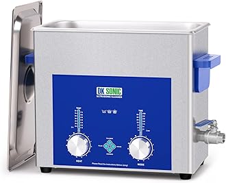 DK SONIC Industrial Ultrasonic Cleaner 6L,180W Commercial Sonic Cleaner with Encoded Timer,Heater&Basket, Multiple Functions for Carburetors, Motorcycle Engines, Chains