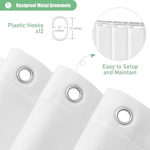 Miniatura 6 de Dynamene Cortinas de ducha extralargas, 84 pulgadas de largo, cortinas de ducha de tela a rayas bohemias con borlas para baño, juego de cortina de