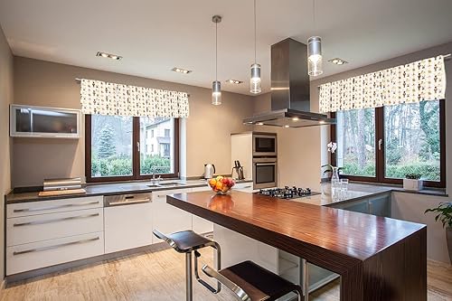 Miniatura 5 de Cenefa de cortina corta opaca con bolsillo para cortinero de Navidad en acuarela para decoración de cocina, dormitorio, 52 x 18 pulgadas, rojo y