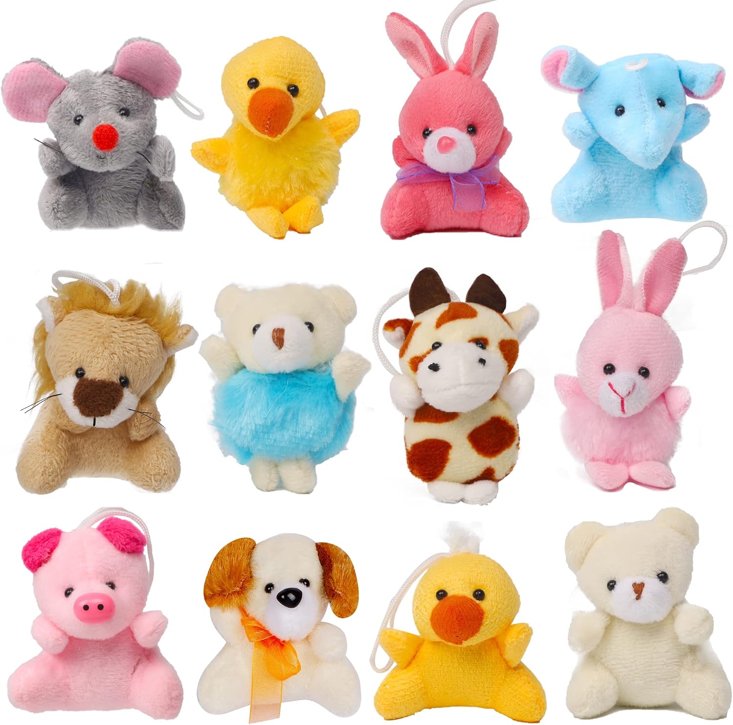 Juegoal 12 Pack Easter Eggs Filled with Mini Animal Plush Toy Set, Cute Small Stuffed Basket Animal Keychain Set, Goodie Bag Fillers, Carnival Prizes, Assortment Kids Easter Egg Filter Party Favors