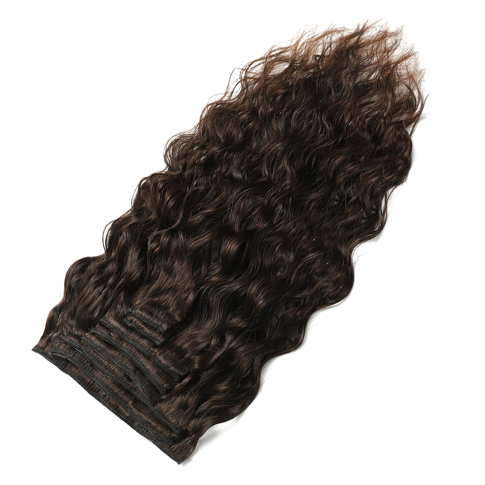 Extensiones de pelo Larafona Clip In de cabello natural, 100% extensiones de pelo Remy de cabello humano, color marrón oscuro 2#, gran rizo, 20 pulgadas/50 cm
