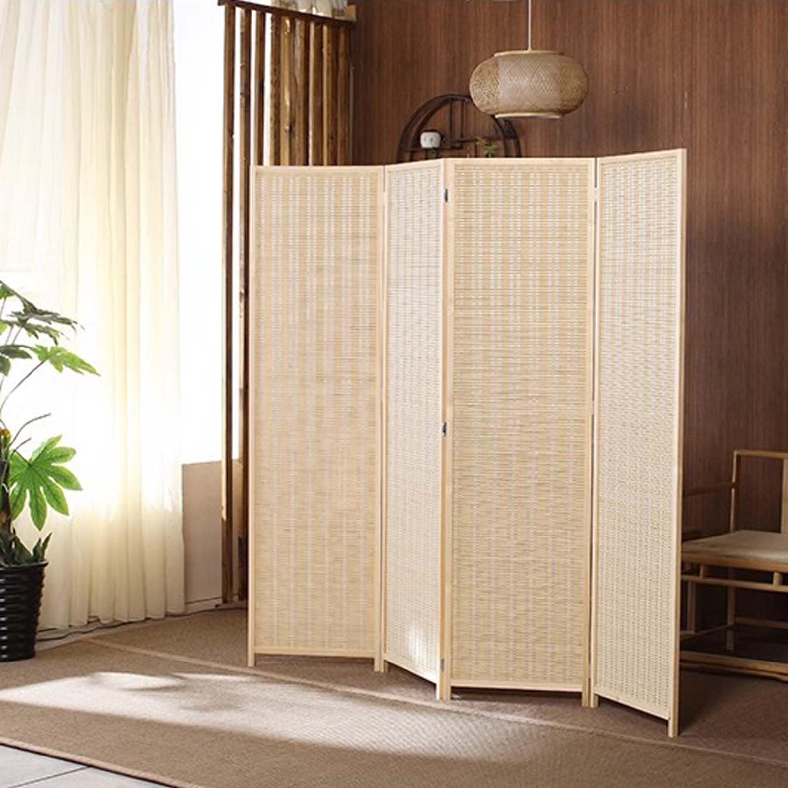 Amazon｜ルームディバイダー 竹製 4パネル 79x63インチ、プライバシー