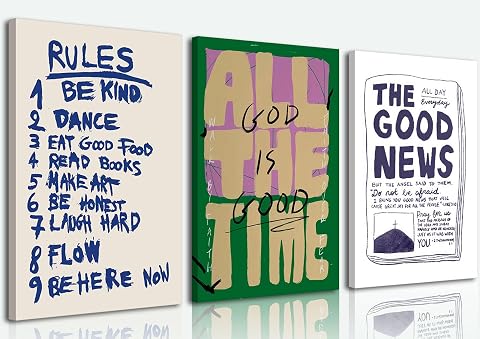 3 Pcs Christian Motivational Quotes Canvas Wall Art - God Is Good Bible Verse Re