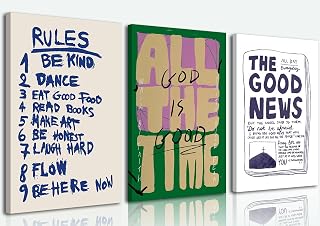 3 Pcs Christian Motivational Rules Quotes Canvas Wall Art God Is Good Bible Wall Decor pictures Inspiring Aesthetic Painting Religious Faith Poster Prints for Prayer Room Office Home Decoration