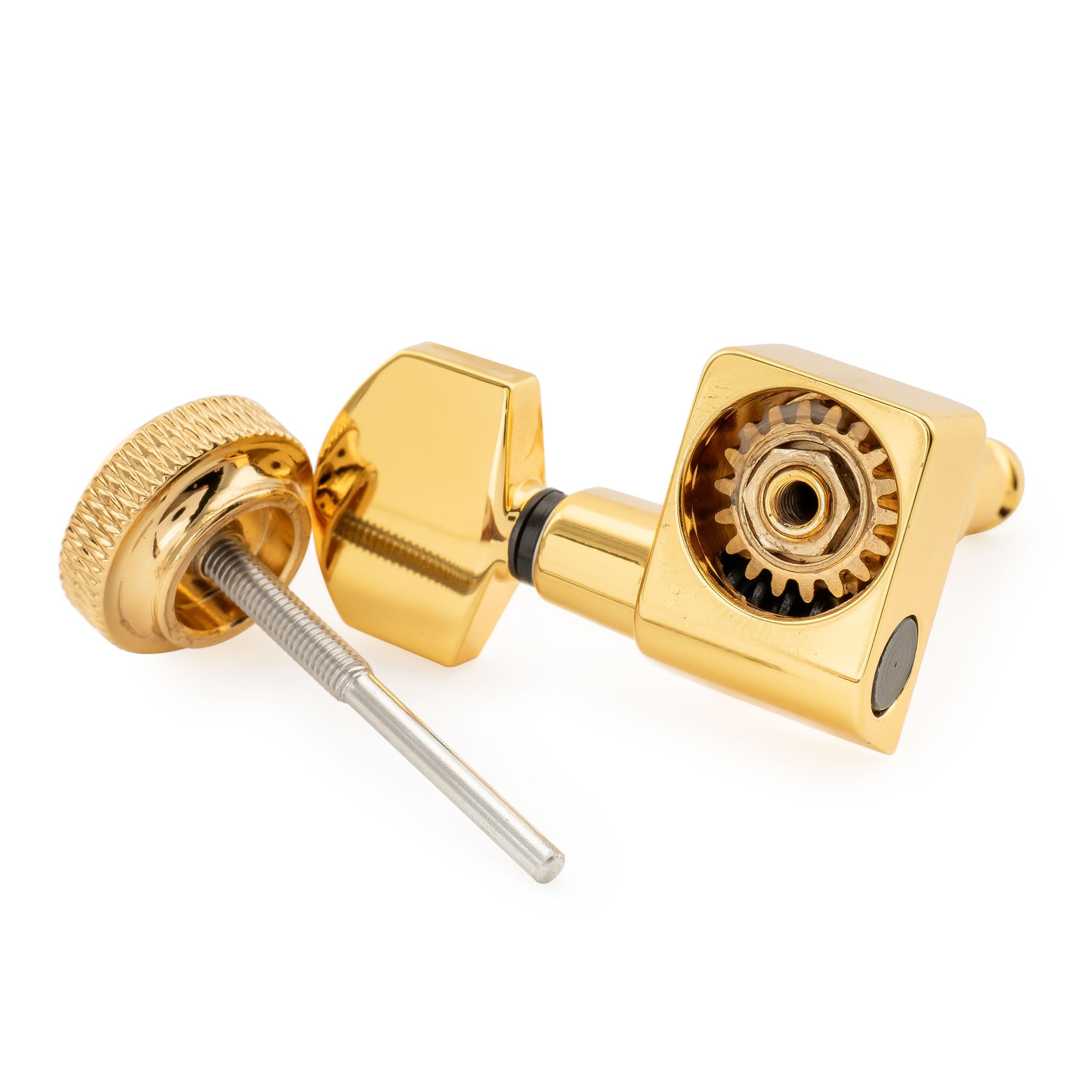 Musiclily Pro 6 en Ligne 2-Pin Mécaniques à Blocage 18:1 Ratio Locking Tuners avec Bouton Hex pour Guitare électrique Fender Strat Tele, Doré