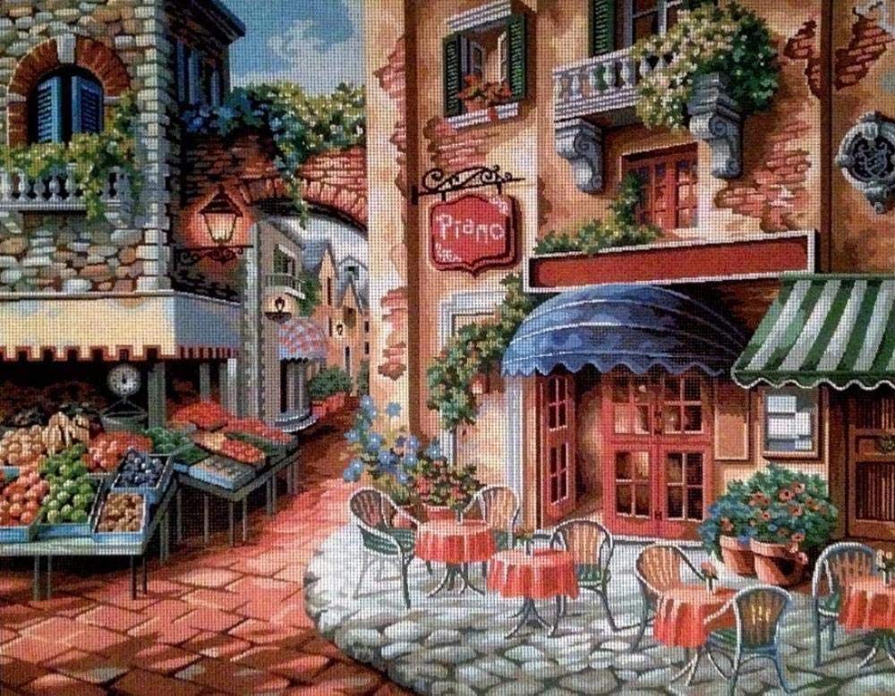 Point de croix café italien coffret cadeau loisir créatif adulte et enfant 50x40cm