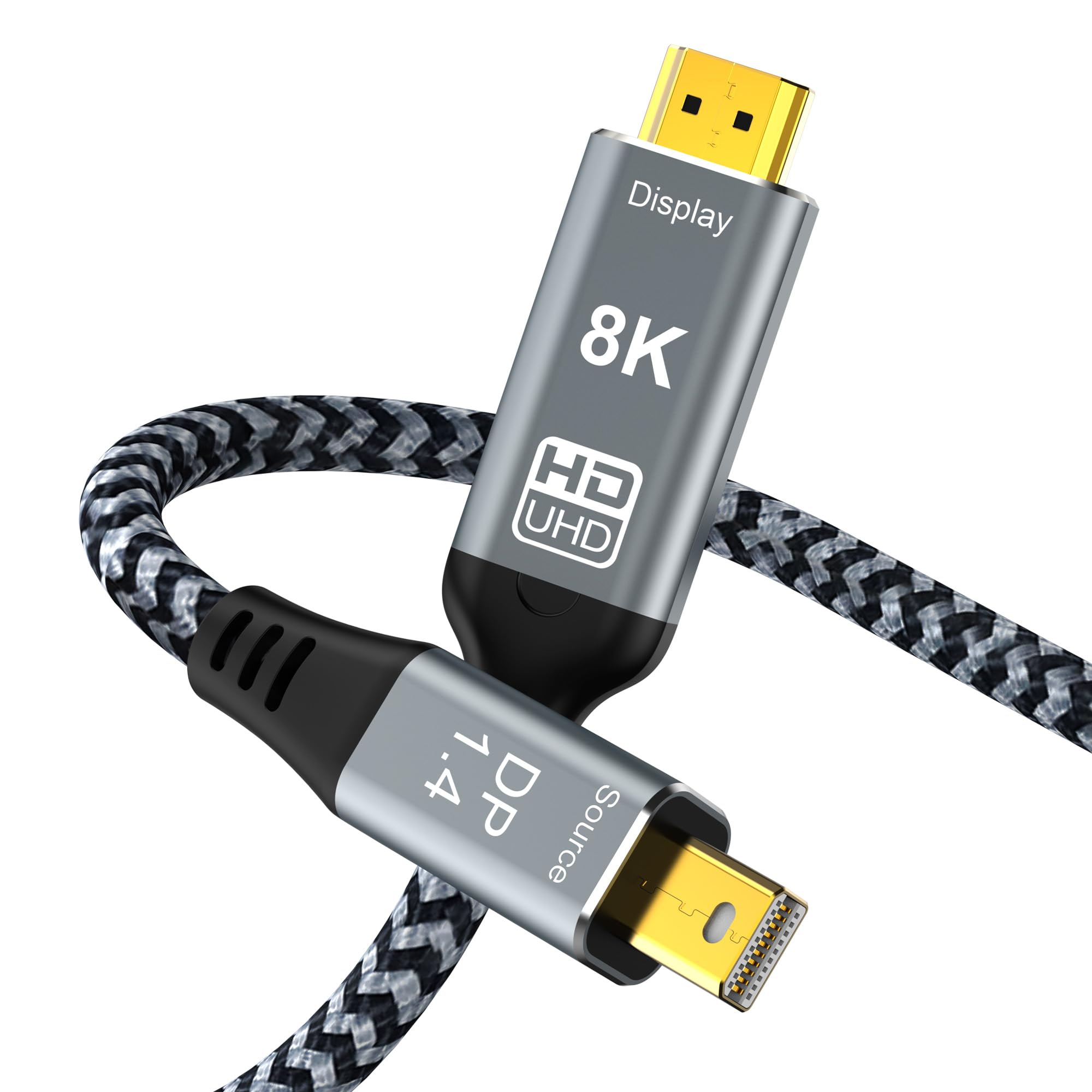 YIWENTEC 8K Mini DisplayPort to HDMI Cable Mini DP to HDMI 2.1 Supports 8K@60Hz 4K@120Hz HDR Aluminum Shell (1M)
