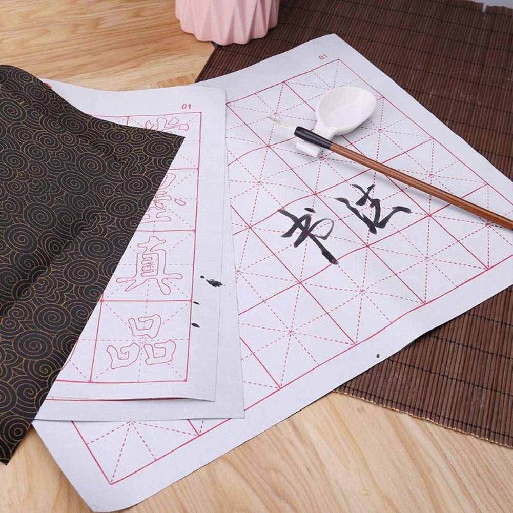 Faderr Chinesisches Kalligraphie-Praxis-Set, wiederverwendbare Kalligraphie-Praxis mit Pinsel, Wasser-Schreibtuch, Matte, chinesisches Zaubertuch, Kunstzubehör für Anfänger (wie abgebildet)