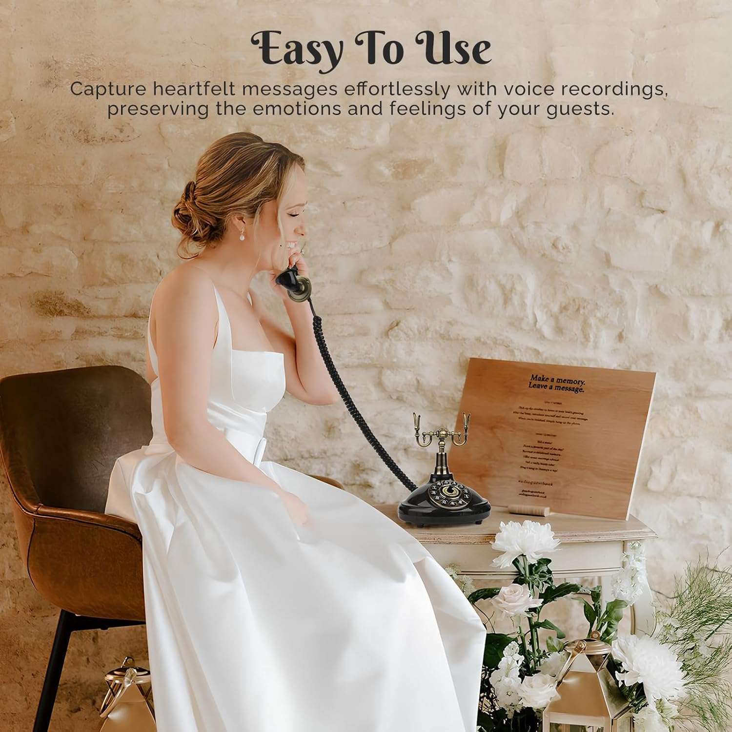 Sangyn Audio Guest Book Wedding Phone, Audio Guestbook Phone Retro Style Wedding Phone Recorder for Birthdays Party Graduation Baby Shower Retirement Special Occasions