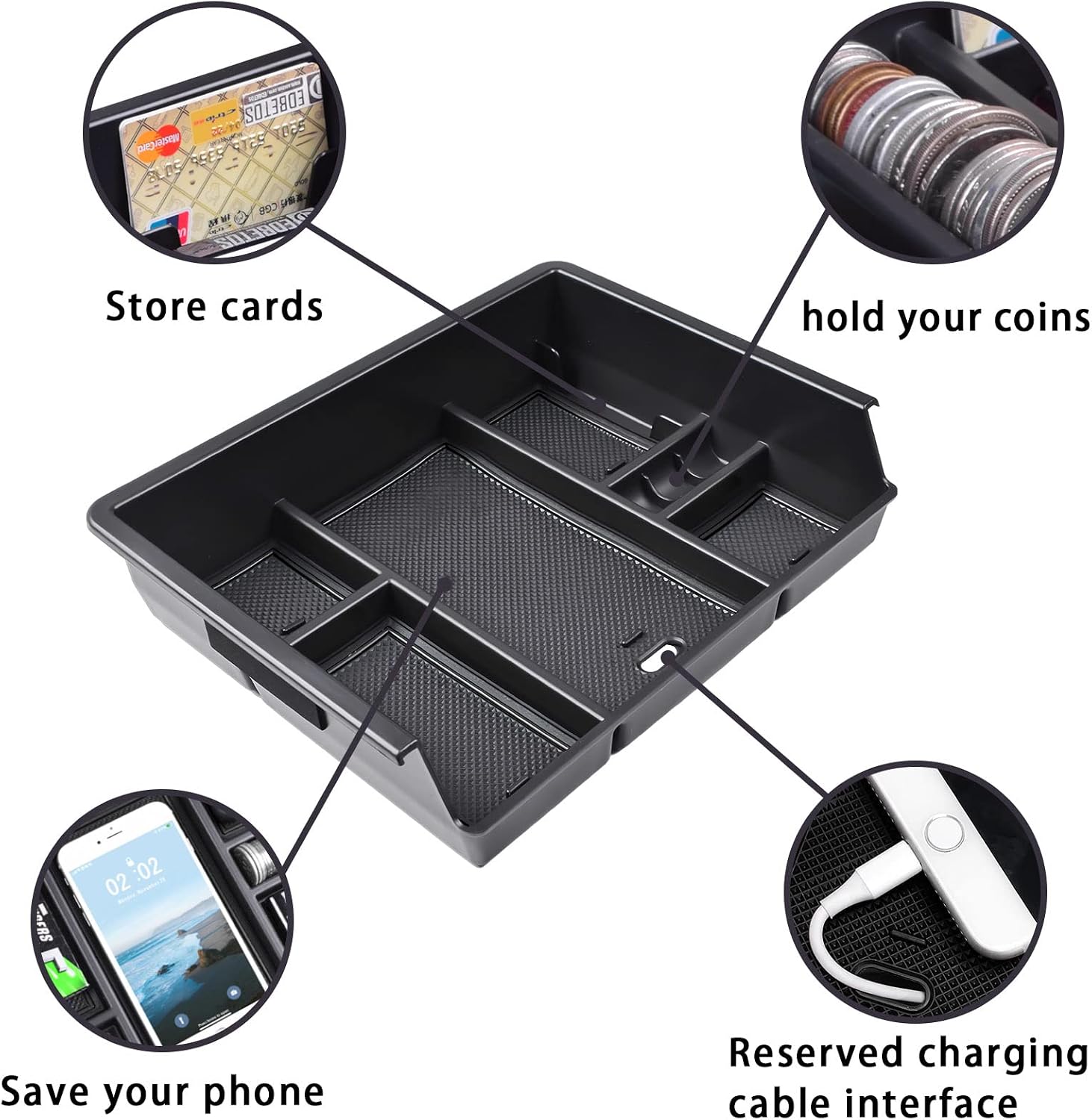 EDBETOS Center Console Organizer Tray Compatible with 2014-2018 Chevy Silverado/GMC Sierra 1500 Accessories 2015-2019 Silverado/Sierra 2500HD/3500HD Compartment Storage,Full Console w/Bucket Seat ONLY