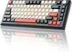 Y75 Wireless Mechanical Keyboard,75% Hot Swappable Custom Keyboard with Knob,RGB Backlit, PBT Keycaps,2.4GHz/USB-C/BT5.0 Mechanical Gaming Keyboards(White&Red,Milk Switch)