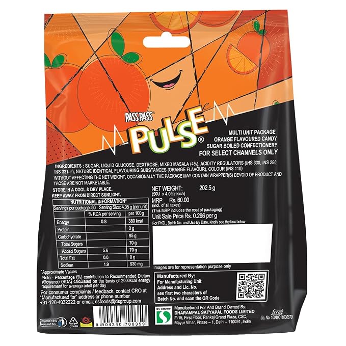 Pass Pass Pulse Orange Candy 190 gm
