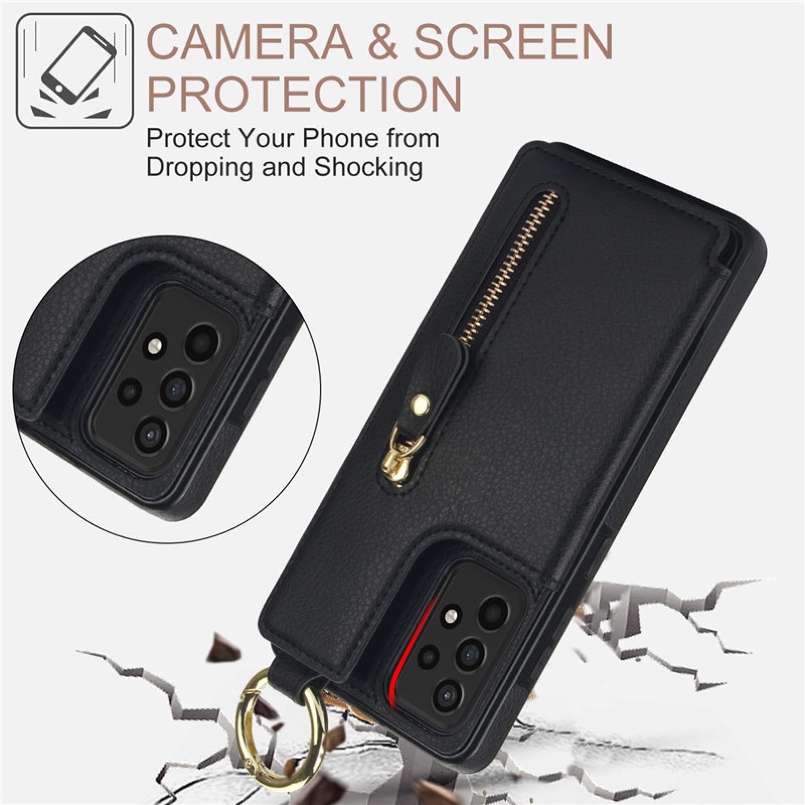 Do SamsungA50 A50S A30S Pierścień Skórzany Zamek Portfel Karty Telefon Etui Flip Stand Pokrowiec (Do SamsungA50 A50S A30S/Wino czerwone)