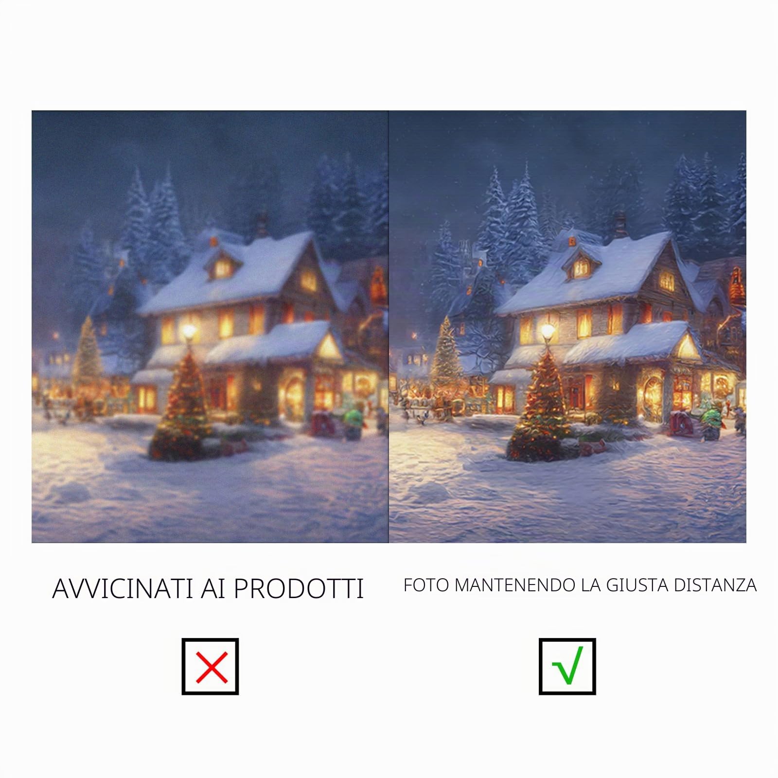 YongFoto 3x2,5m Sfondo Scena Bella Inverno Casa Villaggio Natale Alberi di Pino Campo Innevato Colorato per Festa della Vigilia Festival Famiglia Fotografia Forniture