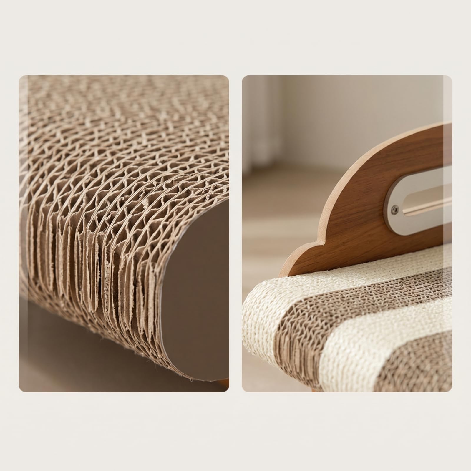 Griffoir pour Chat en Forme Canapé avec Surface en Support en Bois Grainé Lit Confortable pour Gratter et Dormir Jouet à Cataire pour Pièce Vie