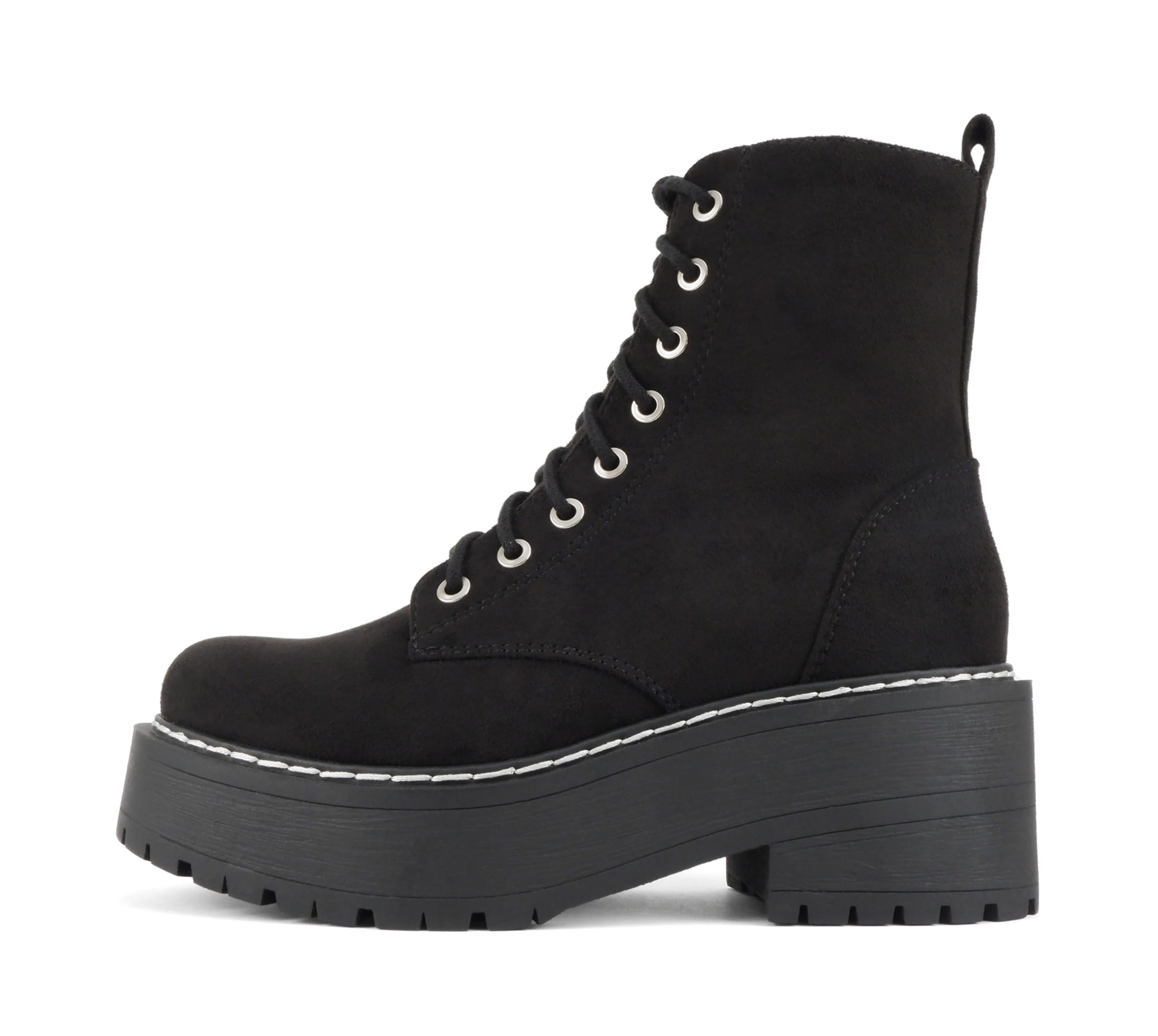 Soda FLING Women Chunky Lug Sole Lace up Fashion Combat Ankle Boot w/Side  Zipper