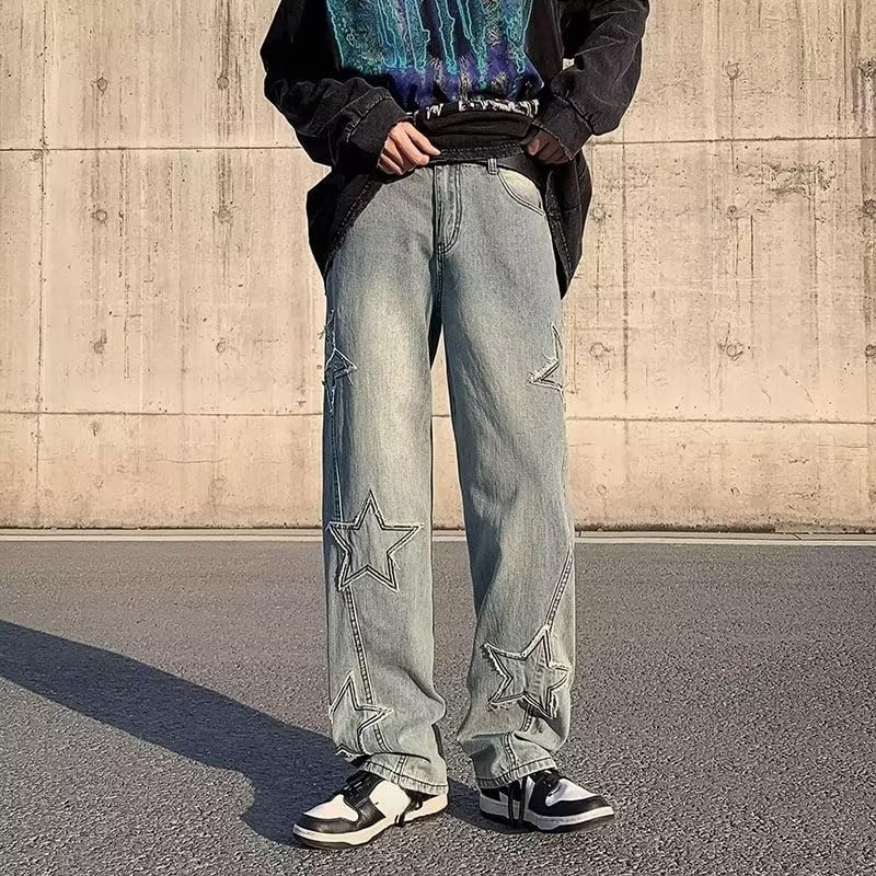 Women Y2K Jeans Vintage Star Straight Leg Jeans Fairycore High Waisted Cargo Jeans Grunge Y2K Pants Hip Hop Streetwear3