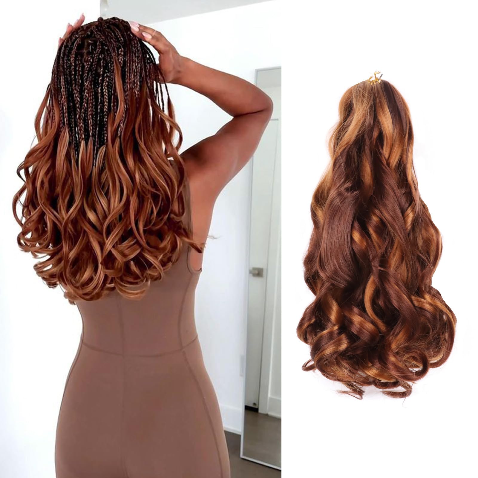 French Curly Braiding Hair 14 Inch 8 Packs Spanish Curly Braiding Hair Pre Stretched for Box Braids Crochet Hair French Curl Braids Hair for Black