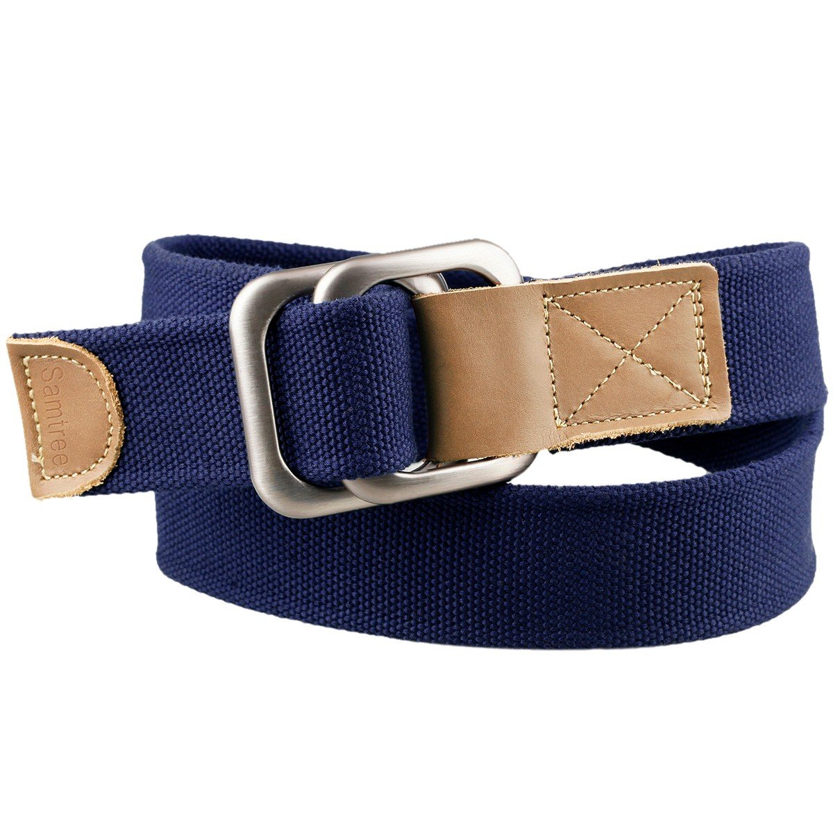 moonsix Canvas Belts for Men Women,Solid Color Casual D Ring Webbing Belt(Navy Blue)