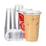 32 oz Clear Plastic Cups with Strawless-Sip-Lids, 25 Sets Disposable Cups Plastic Iced Coffee Cups, To Go Cup with Sip Through Lids for Smoothie, Milkshake, Cold Drinks for Party, Wedding, Event