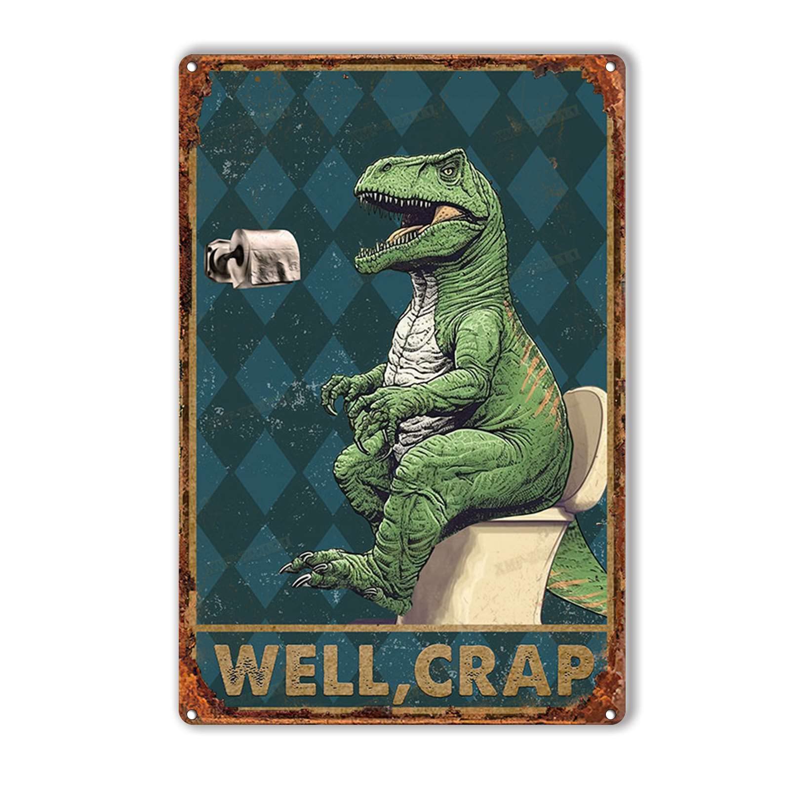 Funny Tin Signs Well Crap Skeleton Dinosaur Toilet Paper Dinosaur Toilet Paper T rex Toilet Dinosaur Bathroom Decor for Home Decorations for Cafe Bar Pub Beer Bar Decor Art Tin Signs 8x12inch