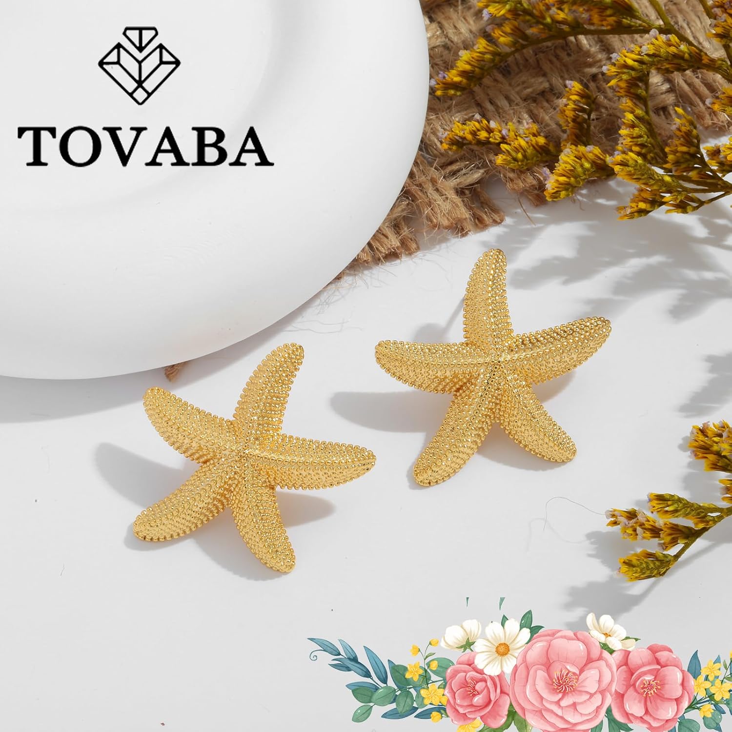 Gold Starfish Earrings for Women Beach Ocean Style Trendy Shell Dangle Earrings for Vacation Chunky Seashell Studs Hypoallergenic Statement Summer Jewelry - Image 6