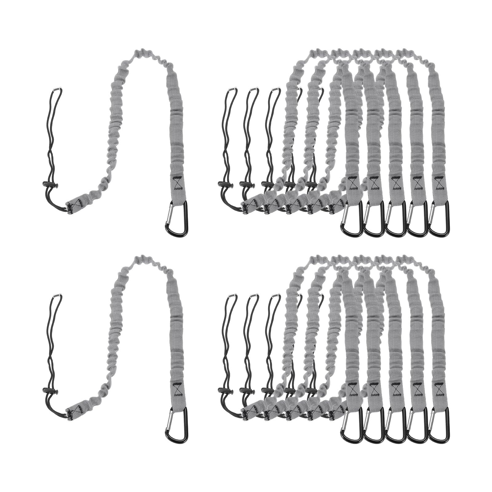 sourcing map Retractable Tool Lanyard 3.6ft with Single Aluminum Buckle and Adjustable Loop End, Maximum Weight Limit 10KG / 22lb, Safety Fall Protection Tools Leash, Gray 12 Pack