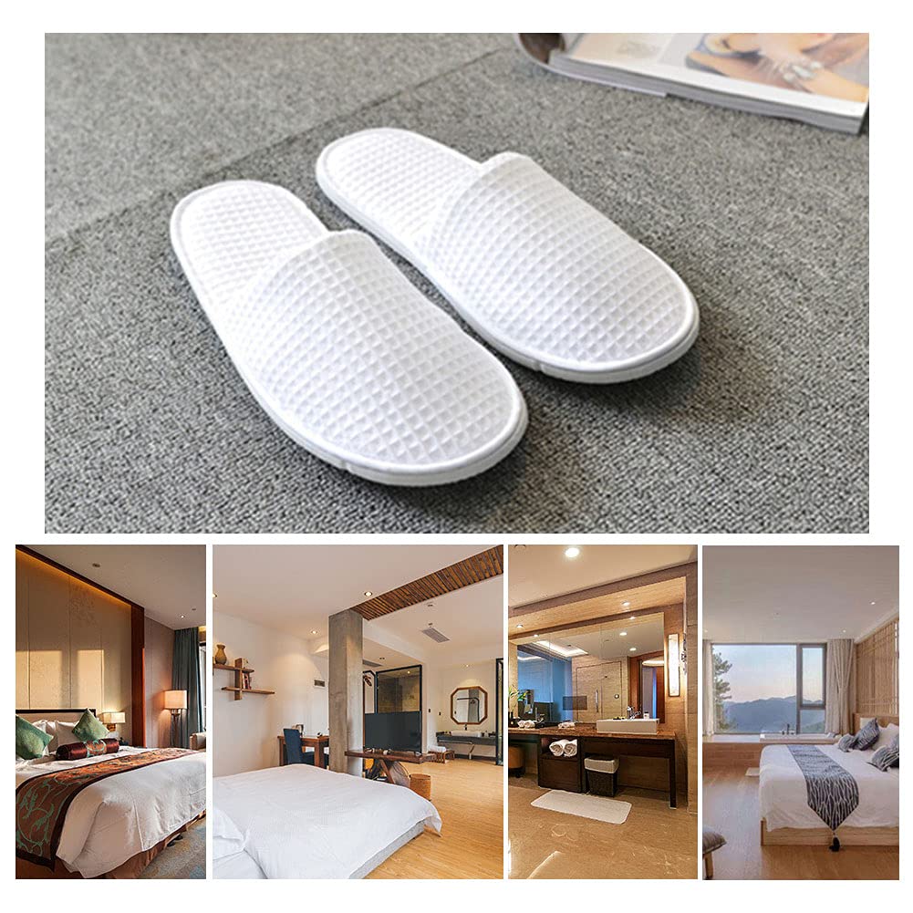 VASANA 2 works Soft Hotel Home Guest Slippers - Closed Toe White Spa Slippers for Women and Men - Spa Party Guest Hotel - Image 4
