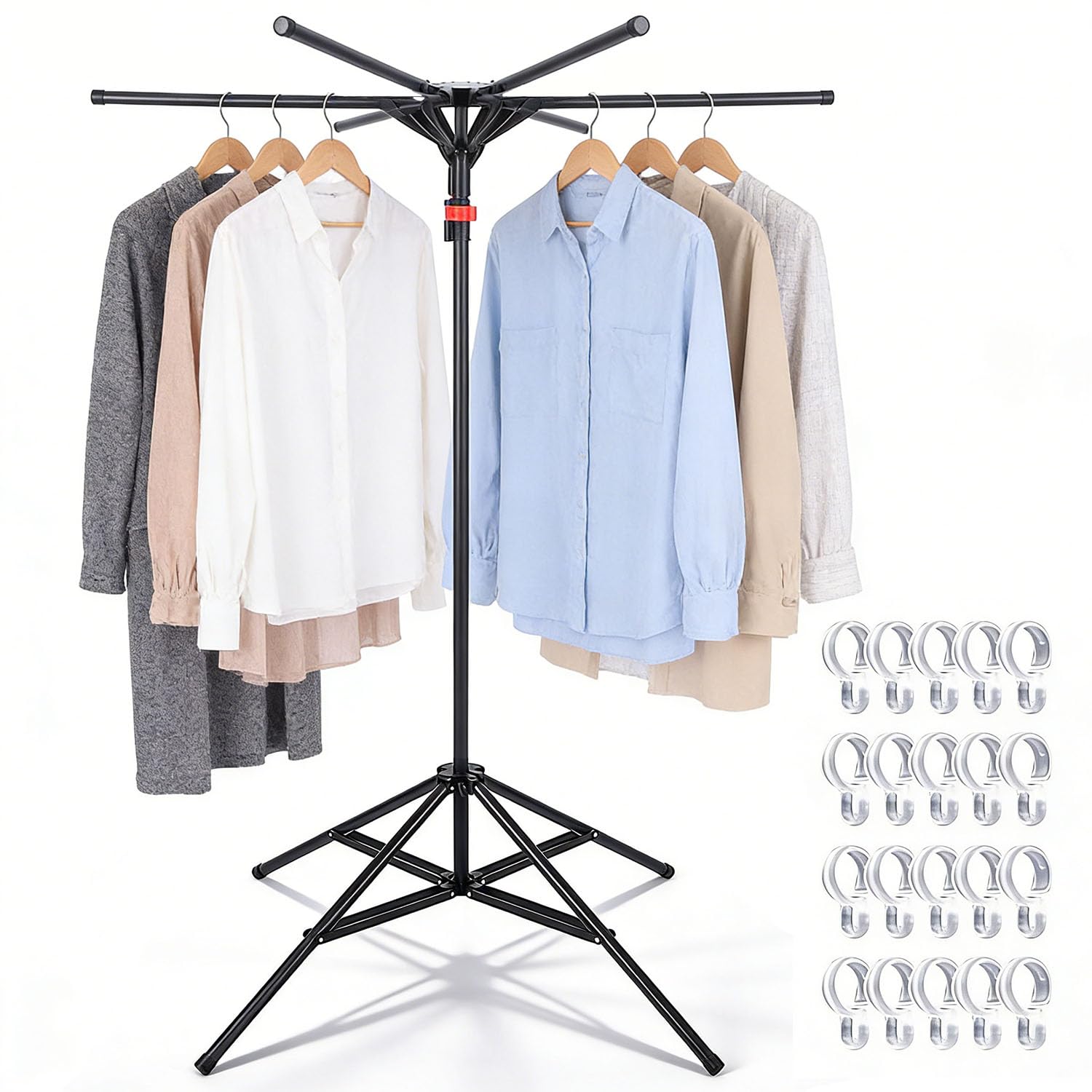 Etendoir Extensible,Séchoir à Linge Pliable à Quatre Pieds pour Intérieur, Séchoir Portable, Hauteur Réglable, Pliable, Barres De Séchage en Abs Et Acier Au Carbone, Facile à Installer