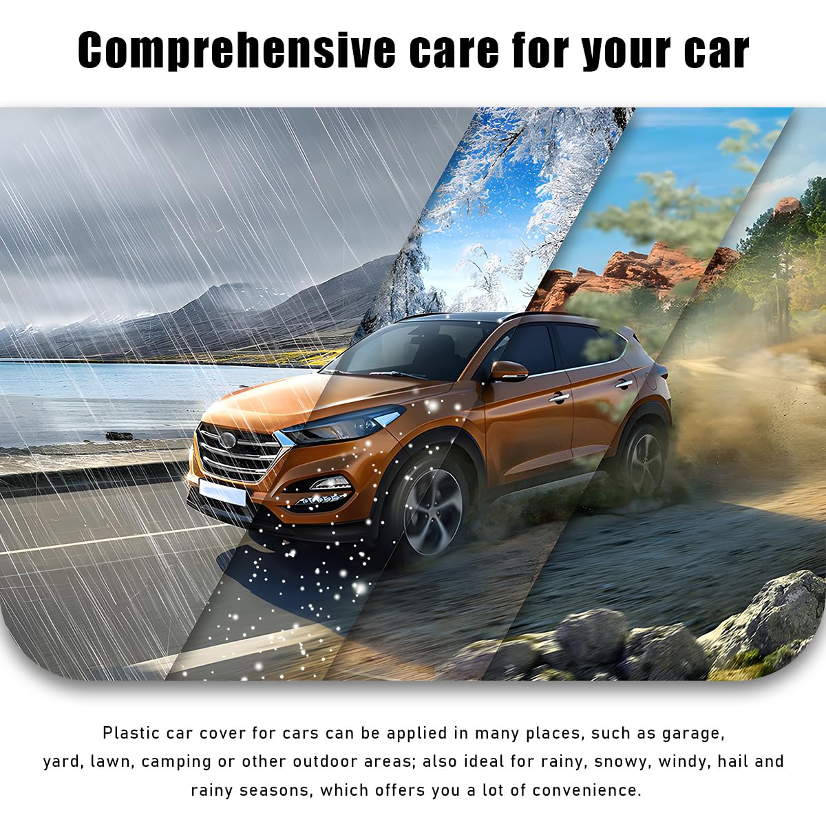 Wevdn 2 PCS Disposable Car Cover 12 5 19 7 Waterproof Dustproof Clear Car Cover with Elastic Band — view 5