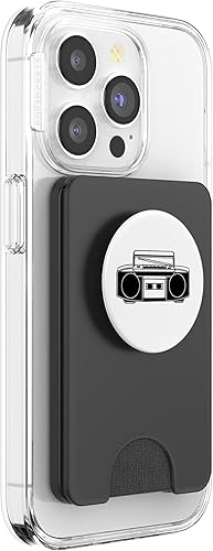 Miniatura 4 de Retro Boombox Print PopSockets PopWallet for MagSafe