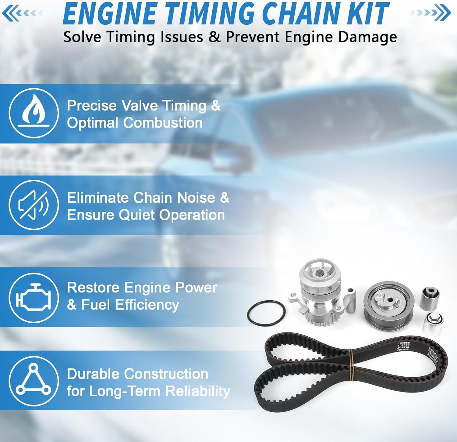 Timing Belt Kit Water Pump For 2005-2014 Audi A3 A4 TT VW EOS GTI Jetta Passat 2.0T 2.0L Replaces TCK334 TS26334 TB334K1 180-2340