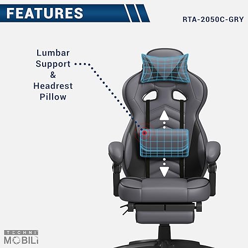 Miniatura 8 de Silla ejecutiva de oficina o juegos con reposapiés, silla de oficina acolchada de piel sintética con reclinable de 150 grados, soporte lumbar y