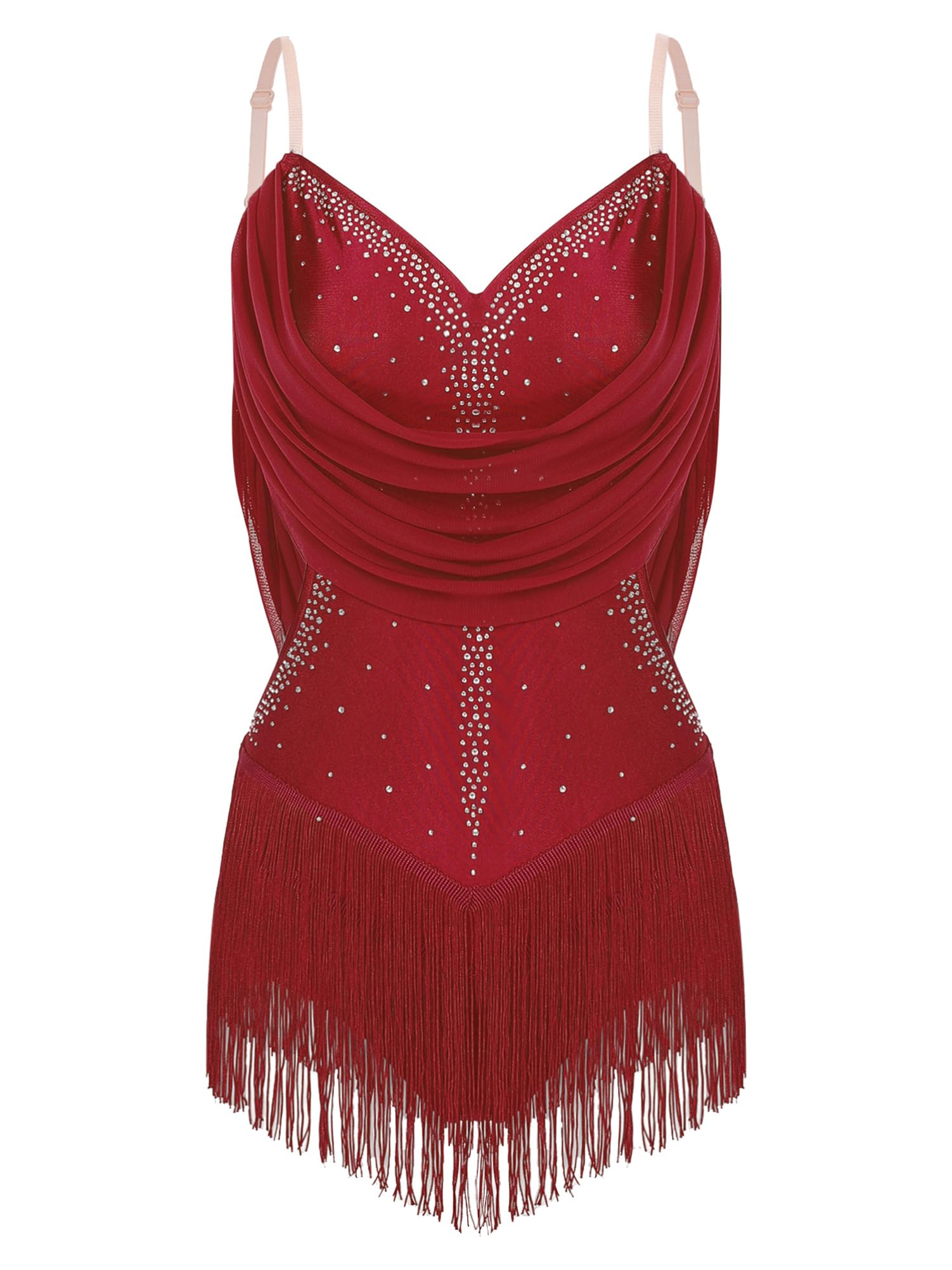 CHICTRY Abito da Donna con Paillettes Nappa Vestito Latino Americano Body da Pattinaggio Artistico Leotards Danza Classica Costume di Jazz Samba Rumba Salsa