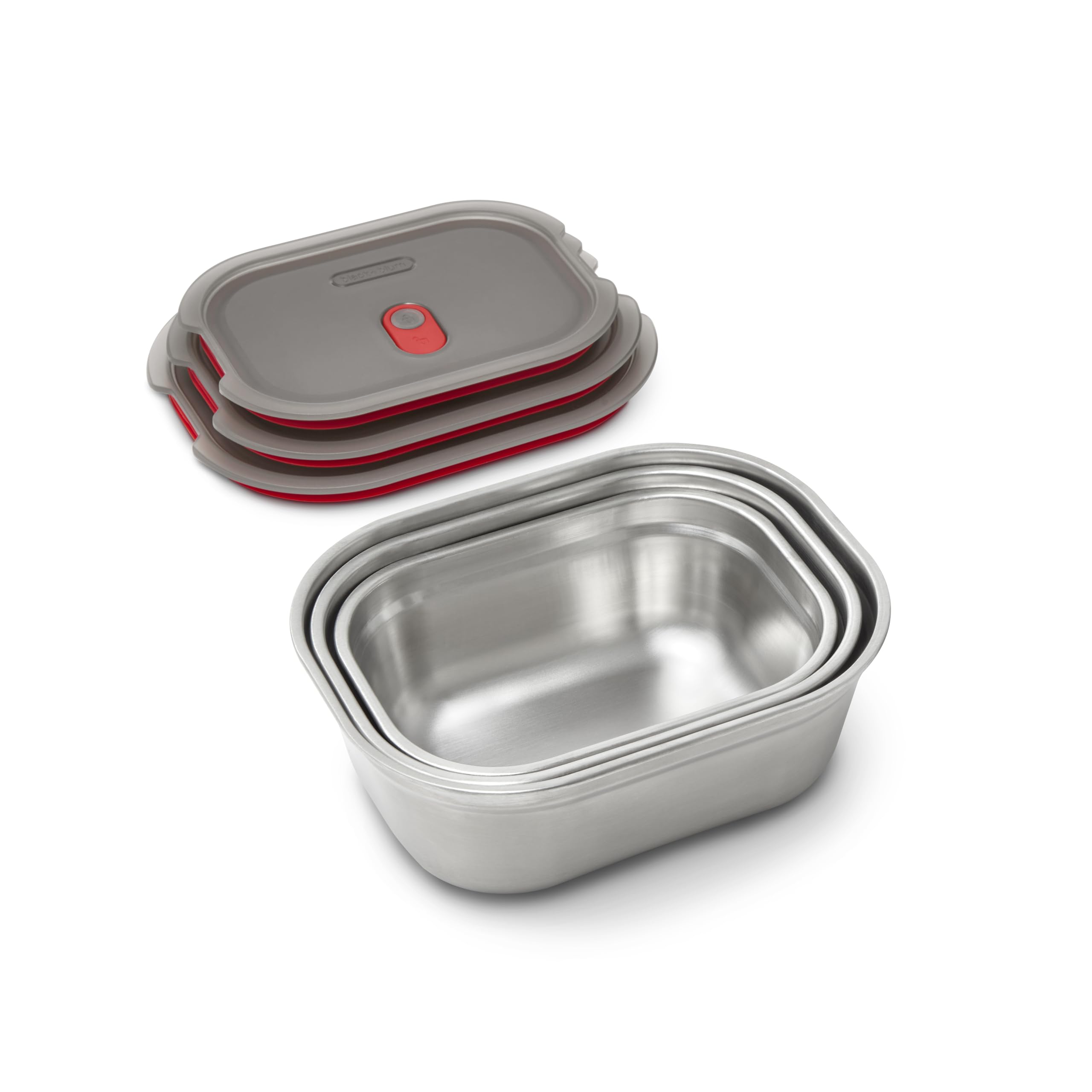 BLACK + BLUM Lunchbox-Set 3-tlg., 600/900/1200 ml, Vakuumverschluss | auslaufsicher, BPA-frei, mikrowellengeeignet, backofenfest, gefriergeeignet, eckig, robust, langlebig, praktisch