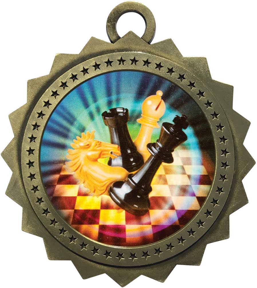 Express Medals Various Styles 1 to 50 Pack of Gold Chess Medals Trophy Award with Neck Ribbon Medal Trophies Gift Prize