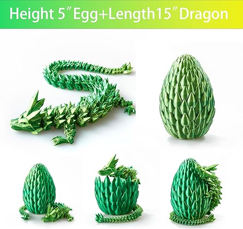 Miniatura 3 de OasisLuxe Huevo de dragón, dragón de cristal de 15 pulgadas, dragón articulado, juguetes antiestrés para autismoTDAH, juguete de regalo impreso en