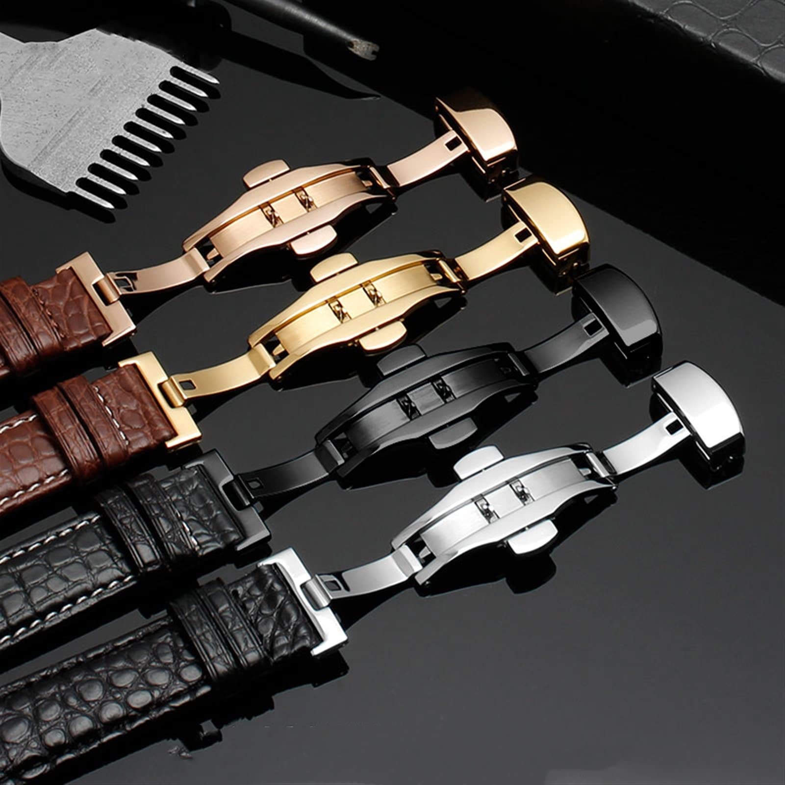 XMKT Fascia in pelle coccodrillo a doppio lato per qualsiasi cinghie di orologio da polso di marca 18mm 19mm 20mm 21mm 22mm per uomo bracciale