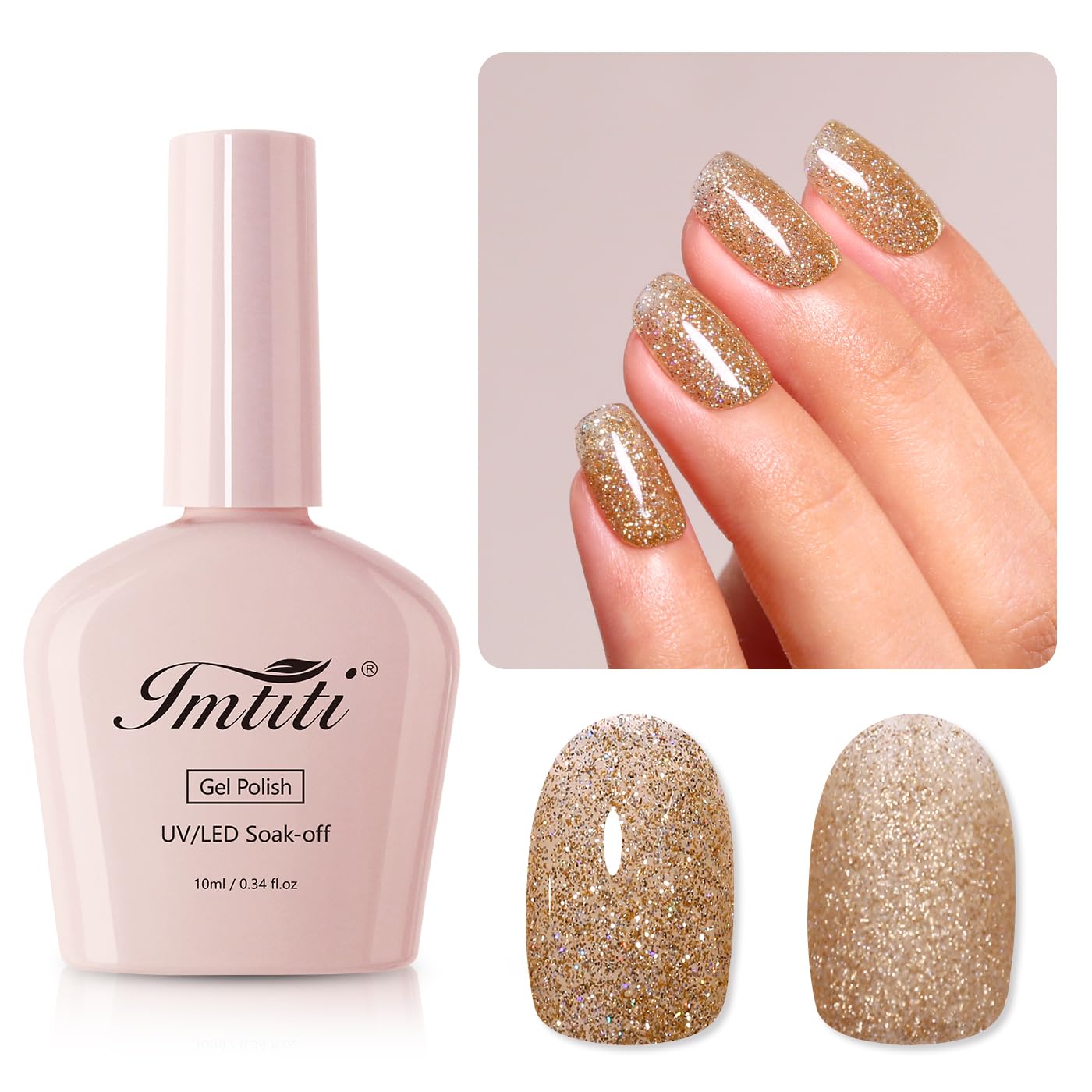 Imtiti Gold UV Nagellack, 10ML Gold UV Gel Nagellack Soak Off Led Gel Nail Polish Herbst Winter DIY Nagel Kunst Starter Maniküre Salon Gellack Kit