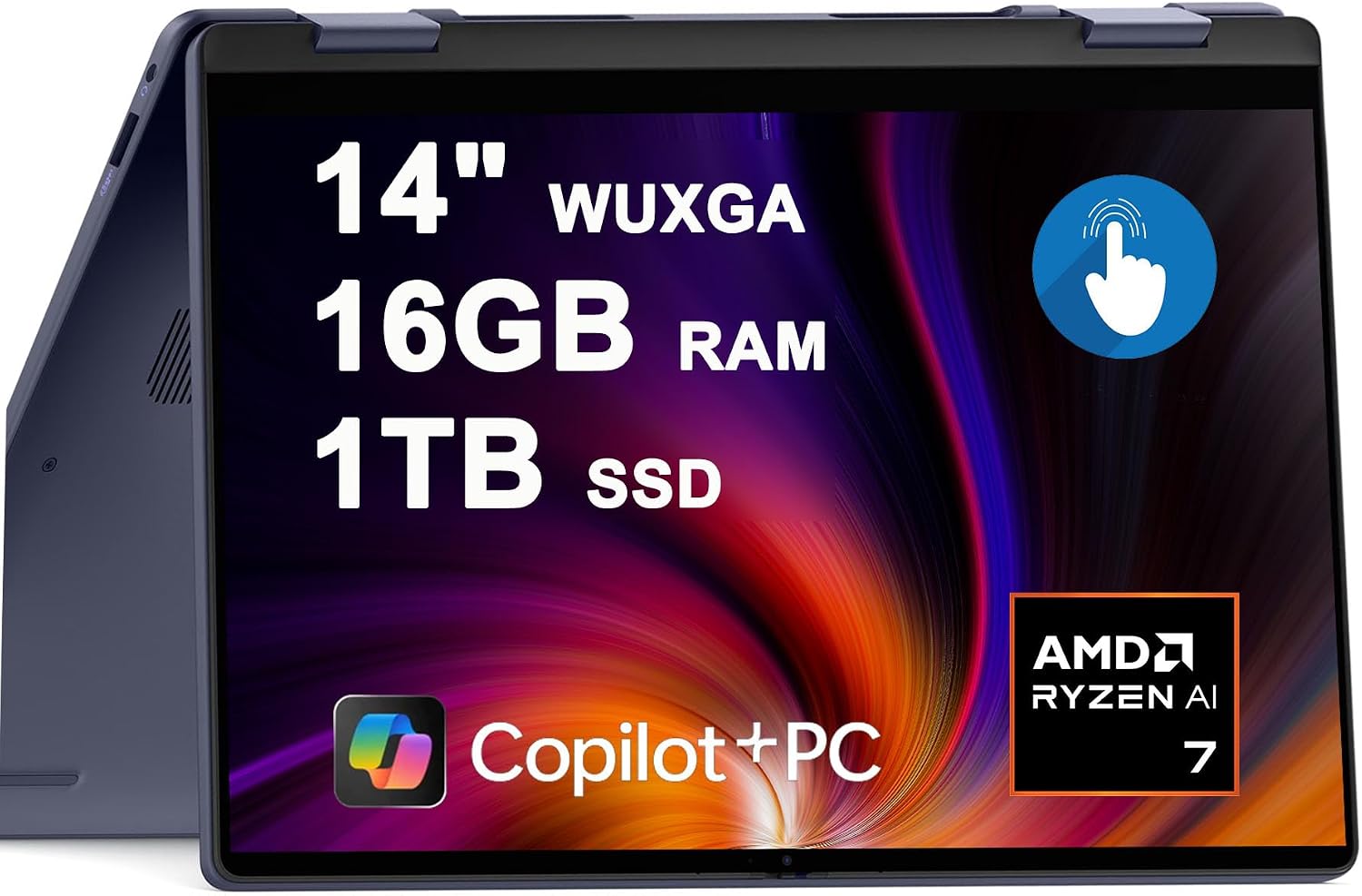 Inspiron 14 Plus 2-in-1 Laptop 14" WUXGA Touch AMD 8-core Ryzen AI 7 350 Up to 50 Tops (>i7-12700H) 16GB RAM 1TB SSD Backlit for Creator Business Professional Win11 Copilot+ AI