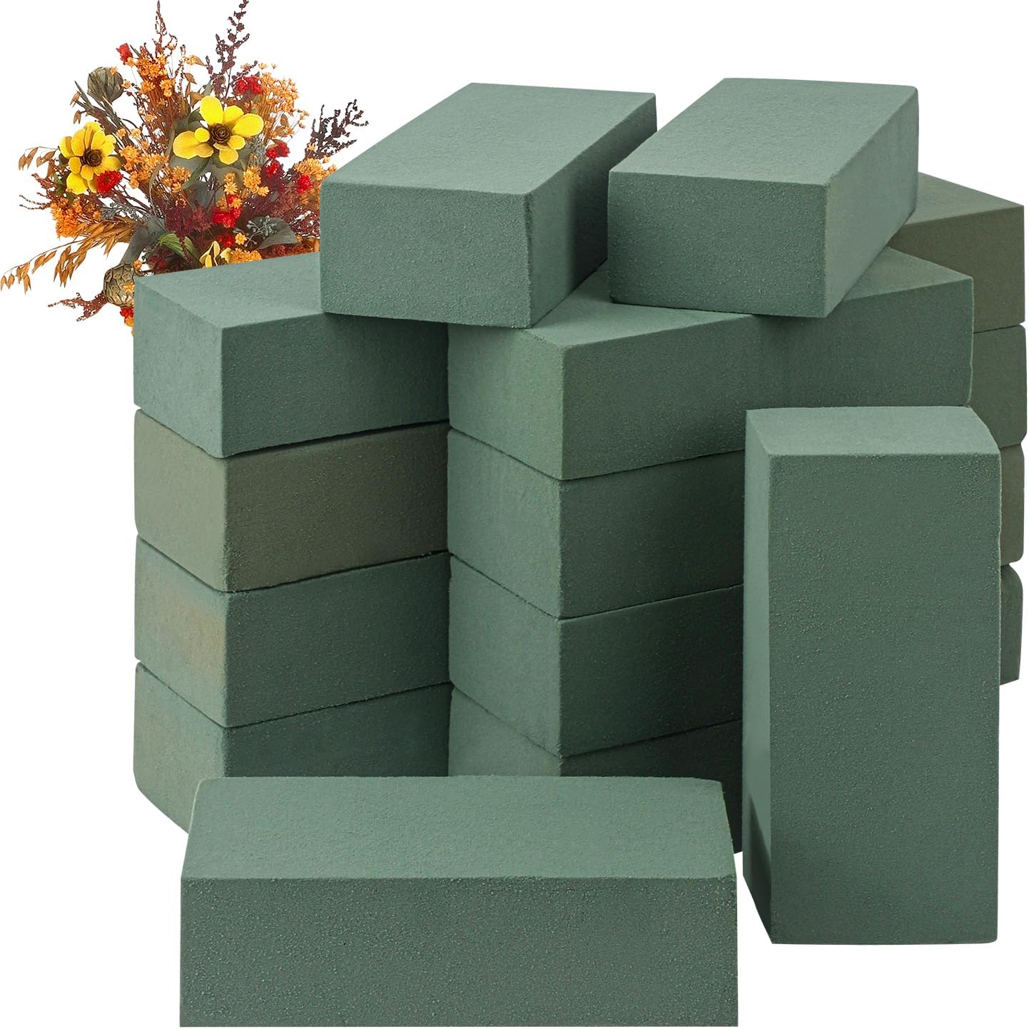 IHDYPPEW 30 PCS Green Floral Foam Blocks, 5.5"L x 3.1"W x 1.7"H Floral Foam for Flower Arrangements, Dry and Wet Florist Foam for Flowers, Flower Foam Bricks for Flowers Business, Outdoor, Weddings