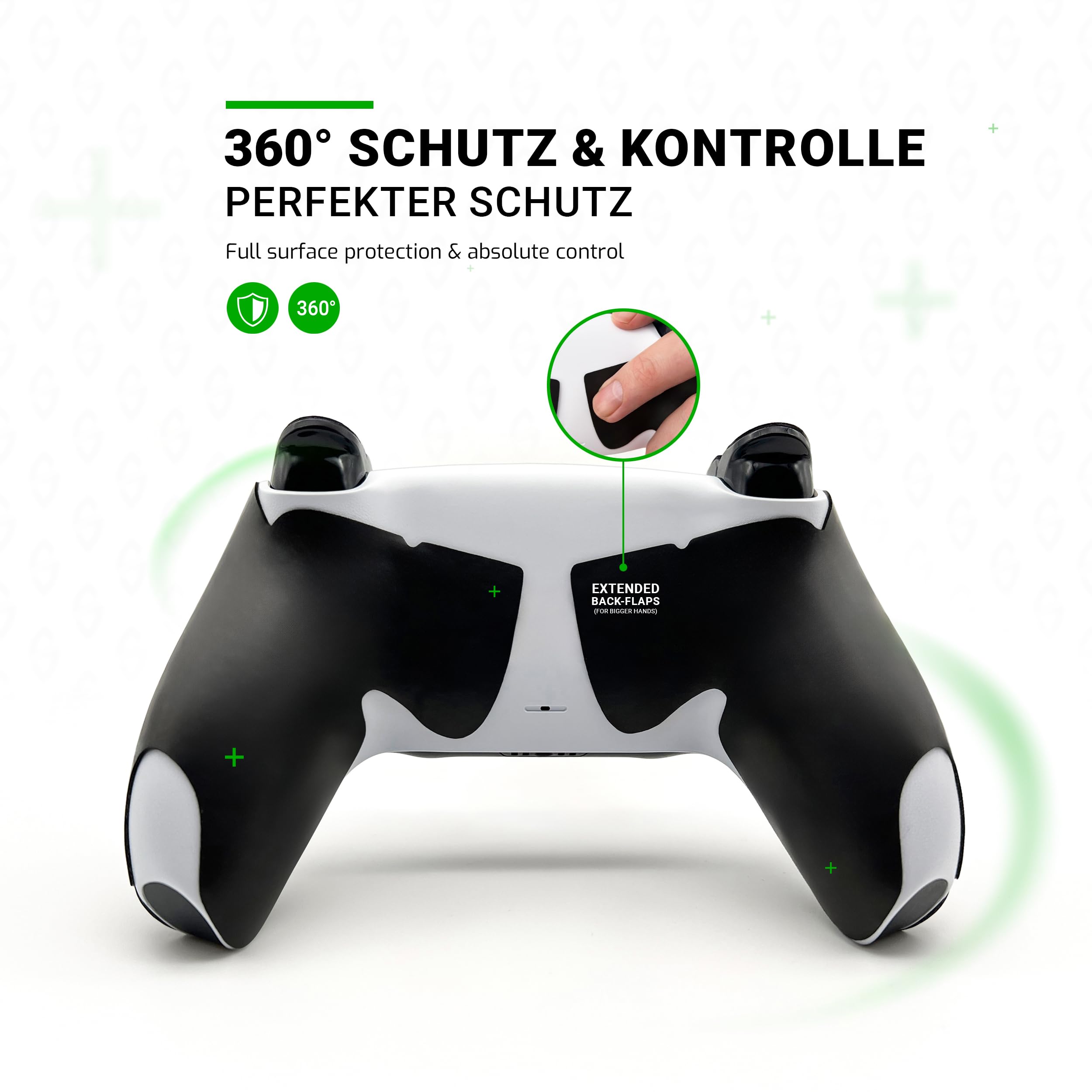 SensoryBoost Zestaw taśm Grip Tape do kontrolera PS5 DualSense, antypoślizgowe naklejki, pochłaniające pot, antypoślizgowe, trwałe i ultracienkie (0,5 mm) – akcesoria do gier Playstation, czarny