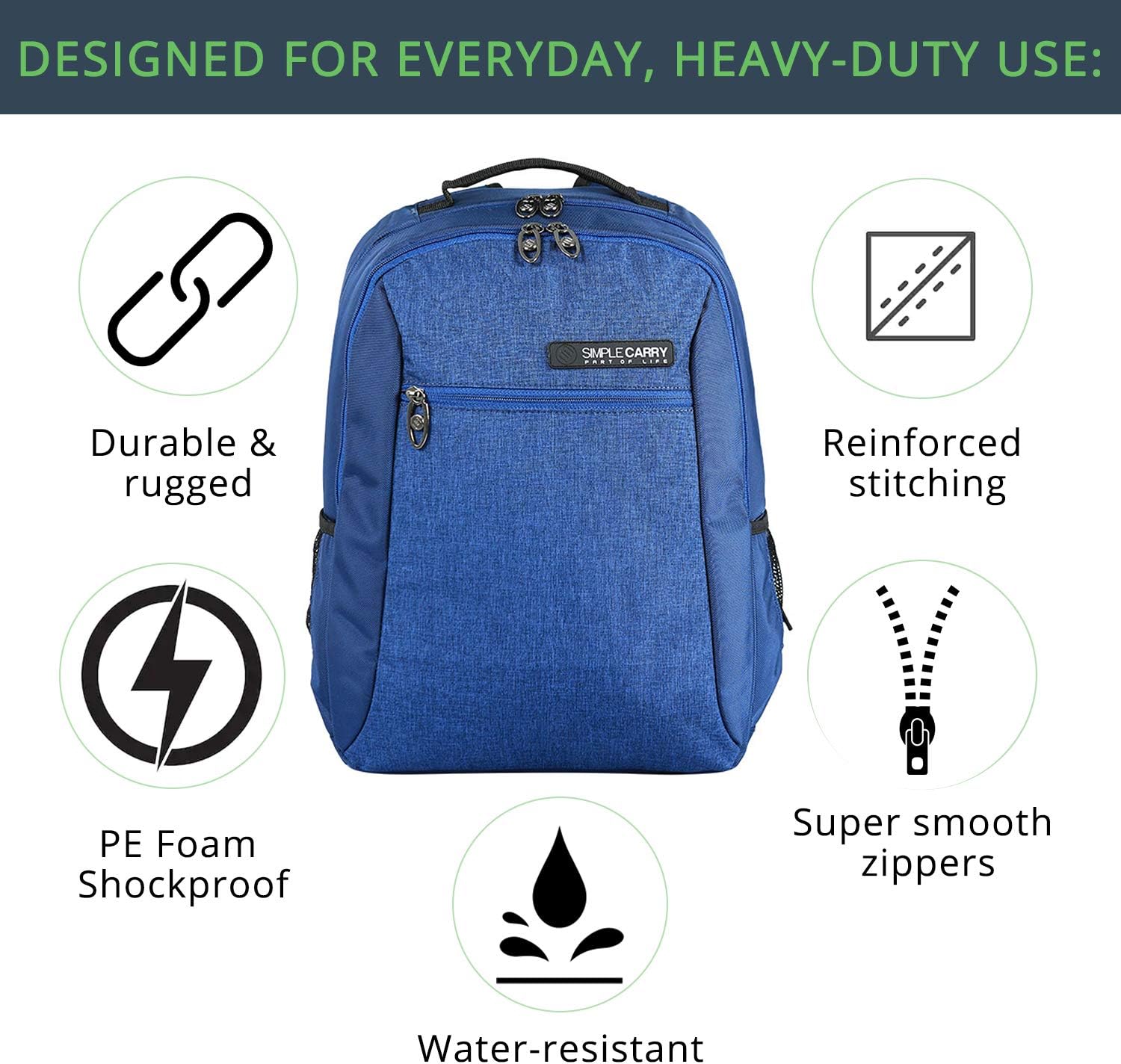 Gеt Chеар Prісе SimpleCarry Blue 14 inches Slim Business Travel Laptop Backpack College Laptop Bag Carry on Bookbag Casual Hiking Daypack Water Repellent for Women and Men