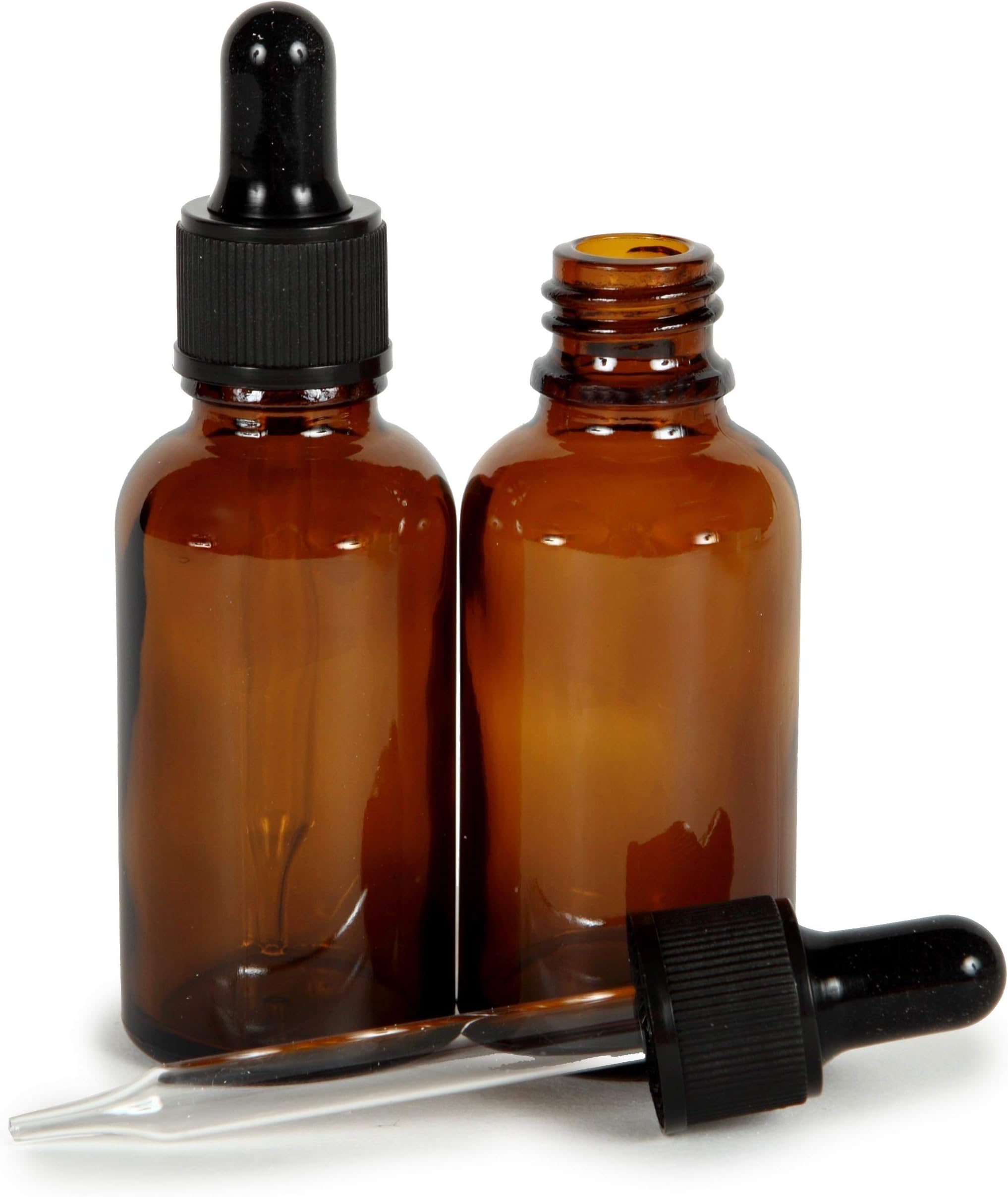 Amber, 4 oz Glass Bottles, with Glass Eye Droppers - 2 pack