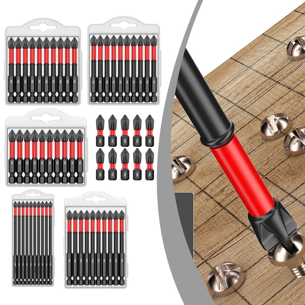 Kit de puntas de destornillador de precisión antid Juego de 10 puntas de destornillador magnéticas PH2, antideslizantes, largas, de 25 a 150 mm, for reparación de maquinaria de carpintería.(150mm)