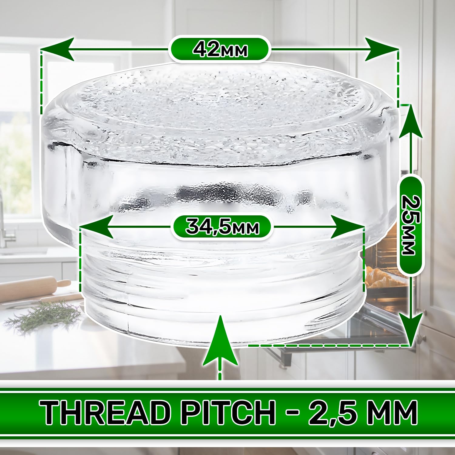 Szklana lampa do piekarnika Ø 42 mm z oryginalnym kodem 481010646361 C00325847 do Philips dla Indesit do Whirlpool dla Ariston - MADE IN GERMANY - ONIX TECH