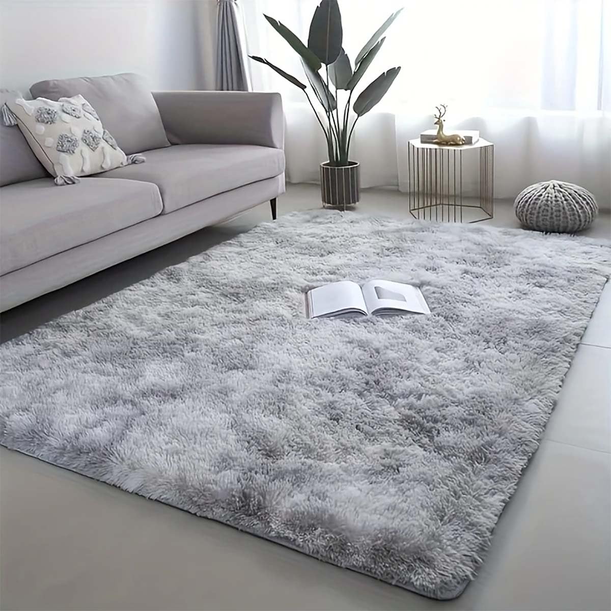 Aexpath Rugs Living Room, Light Gray,140x200 cm, Thick Luxurious Soft High-Pile Rug Carpet, Tie-Dye Area Rug, for Indoor Living Rooms, Bedrooms, and Hallways, Hand Washable, Fade-Resistant โ image 1