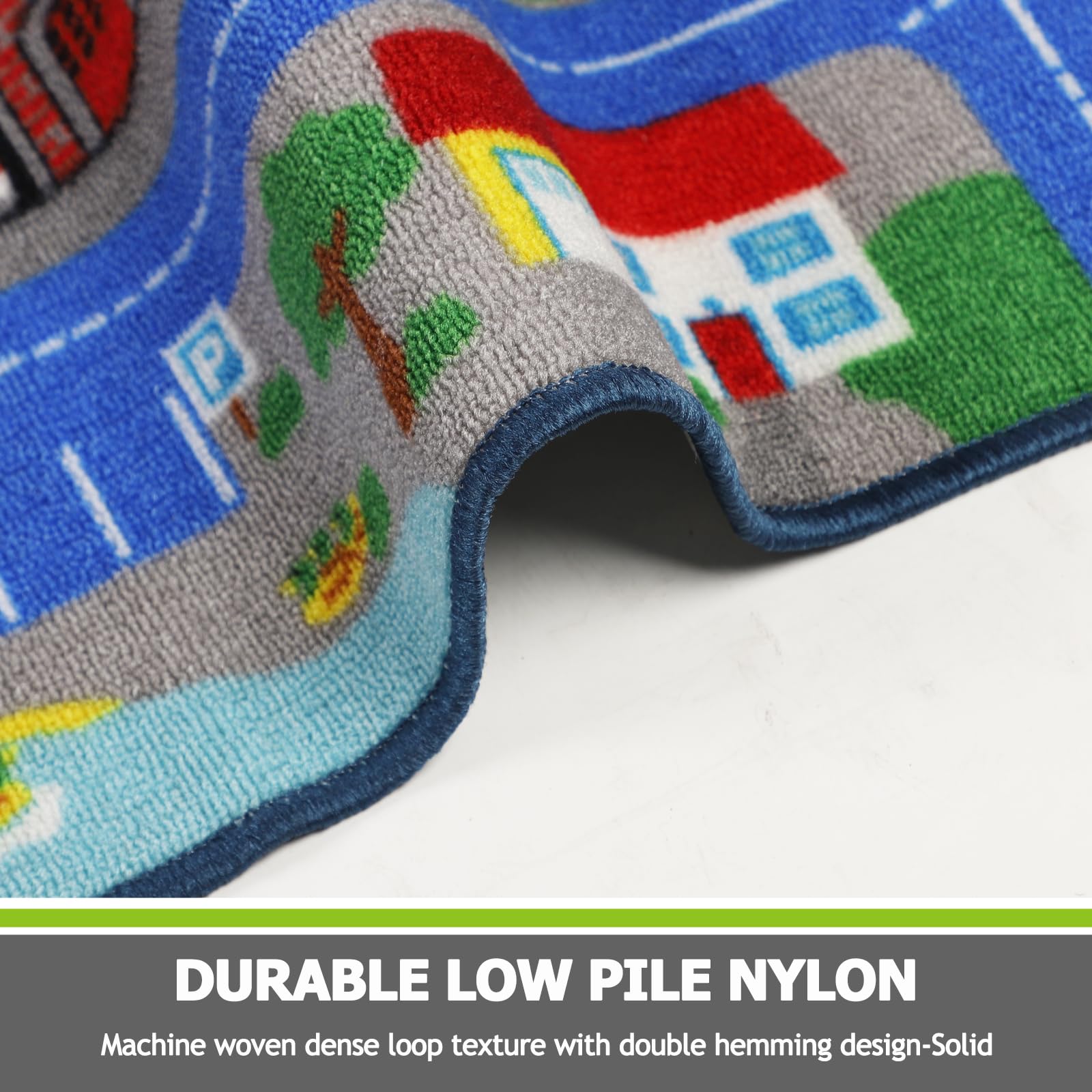 Capslpad Blue Car Road Kid Rug Carpet Playmat for Playoom Traffic Road Kids Play Mat for Toddler Non Slip Washable City Map Race Track Carpet Rug for Kids Room Bedroom Nursery Room Decor,5'x 6'6"