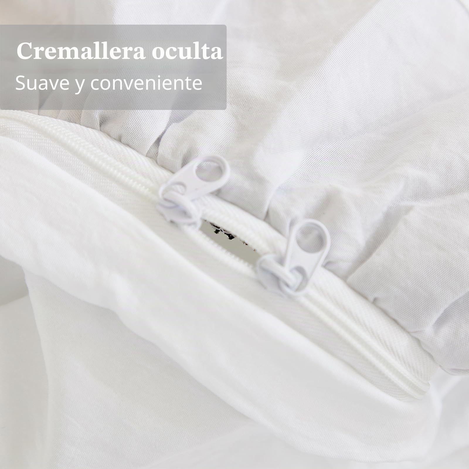 Juego de ropa de cama de 3 piezas con volantes blancos y 2 fundas de almohada con volantes, funda de edredón con cierre de cremallera, juego de funda de edredón de microfibra suave para cama doble 200
