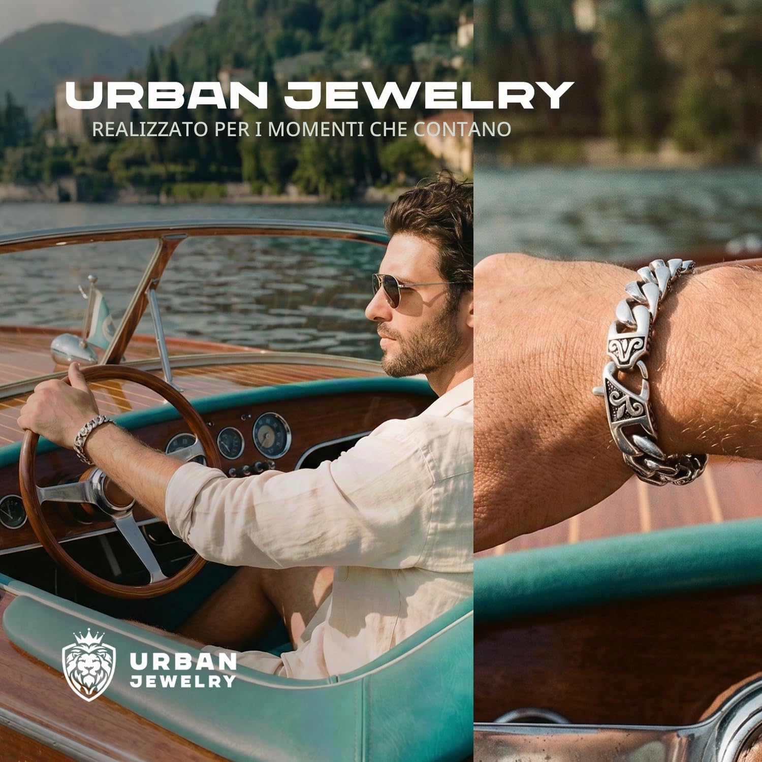 URBAN JEWELRY Amazing Stainless Steel Men's link Bracelet Silver Black 9 Inch with Necklace Option 21 inch (With Branded Gift Box) | Fleur - Bracciale placcato oro 24 carati, resistente allo sbiadimento, finitura lucida, resistente, stile a catena